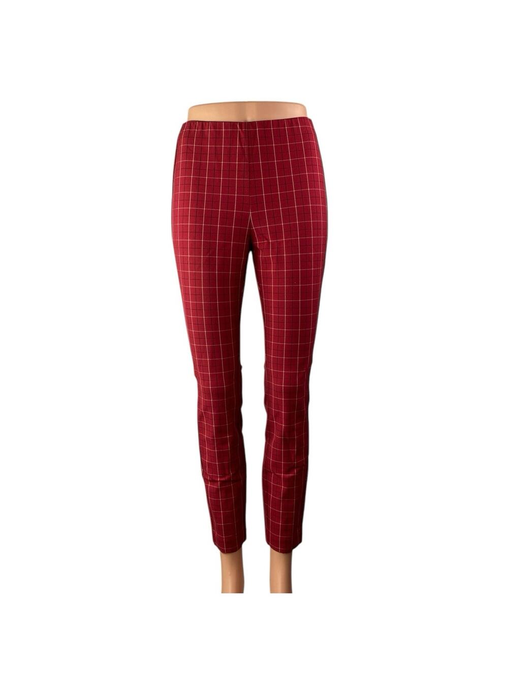 Rag & Bone Women's Red Plaid Checkered High Waist Skinny Trousers Pants Size 0